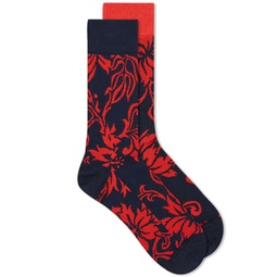 Sacai Floral Socks Red
