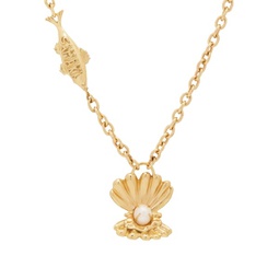 ALEEMAIS Banana House Clam Pearl Necklace Gold