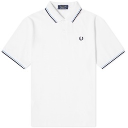 Fred Perry Original Twin Tipped Polo White, Ice & Navy