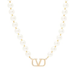 Valentino Signature Pearly Necklace Oro 18 & Cream