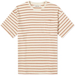 Kestin Fly Pocket T-Shirt Ecru & Tangerine Stripe