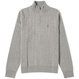 Polo Ralph Lauren Half Zip Cable Knit Jumper Fawn Grey Heather