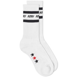 Autry Stripe Sports Sock White & Black