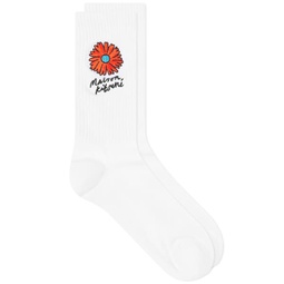 Maison Kitsune Floating Flower Sporty Socks White