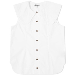 GANNI Sleeveless Button Front Shirt Bright White