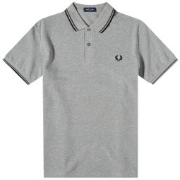 Fred Perry Twin Tipped Polo Steel Marl, Gunmetal & Black