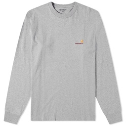 Carhartt WIP Long Sleeve American Script T-Shirt Grey Heather