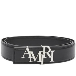 AMIRI 4cm Staggered Logo Belt Black & Nickel