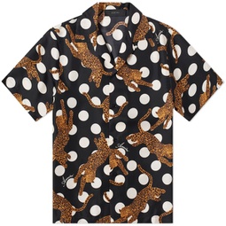 AMIRI Leopard Polka Short Sleeve Vacation Shirt Black