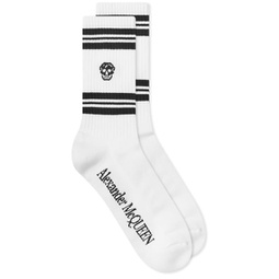 Alexander McQueen Sport Stripe Skull Sock White & Black