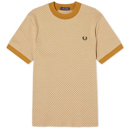 Fred Perry Micor Chequerboard T-Shirt Oatmeal & Dark Caramel