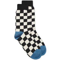 RoToTo Checkerboard Crew Sock Black & White