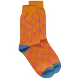RoToTo Checkerboard Crew Sock Orange