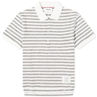 Thom Browne Striped Linen Polo Light Grey