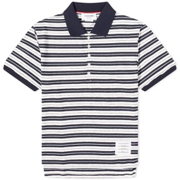 Thom Browne Striped Linen Polo Navy
