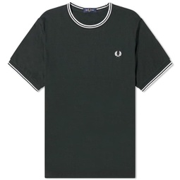 Fred Perry Twin Tipped T-Shirt Night Green & Snow White