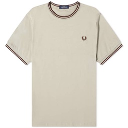 Fred Perry Twin Tipped T-Shirt Warm Grey & Brick