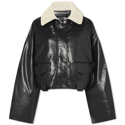 Nanushka Hollie Leather Look Jacket Black & Creme