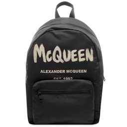 Alexander McQueen Graffitti Logo Backpack Black & Off White