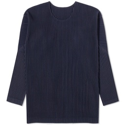 Homme Plisse Issey Miyake Pleated Long Sleeve T-Shirt Navy