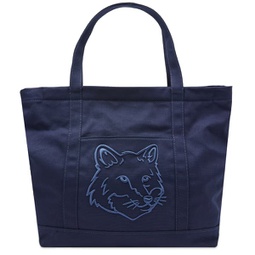 Maison Kitsune Fox Head Large Tote Bag Ink Blue