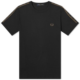 Fred Perry Contrast Tape Ringer T-Shirt Black & Warm Stone