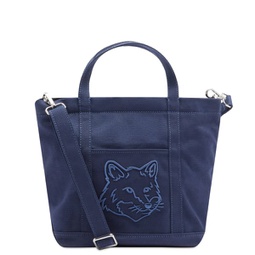 Maison Kitsune Fox Head Small Tote Bag Ink Blue