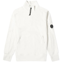 C.P. Company Diagonal Raised Fleece Zipped Sweatshirt Gauze White