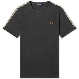 Fred Perry Contrast Tape Ringer T-Shirt Anchor Grey & Black