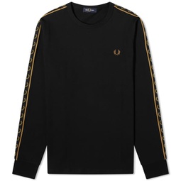 Fred Perry Long Sleeve Contrast Taped Ringer T-Shirt Black & Warm Stone