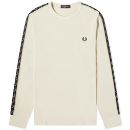Fred Perry Long Sleeve Contrast Taped Ringer T-Shirt Oatmeal & Warm Grey