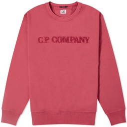 C.P. Company Cotton Diagonal Fleece Logo Sweatshirt Red Bud
