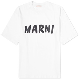 Marni Boxy Fit Logo T-Shirt Lily White