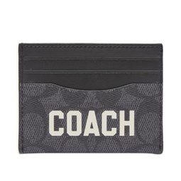 Coach Graphic Card Holder Charcoal Multi Signature Leather