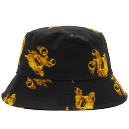 Palm Angels Burning Monogram Bucket Hat Black