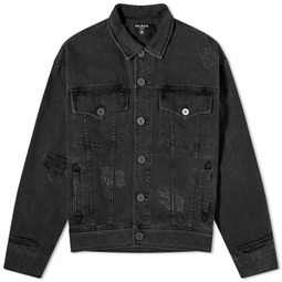 Balmain Distressed Denim Jacket Faded Black