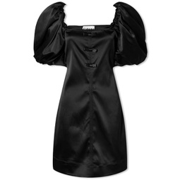 GANNI Double Satin Mini Dress Black