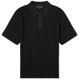Rag & Bone Harvey Knit Polo Shirt Black