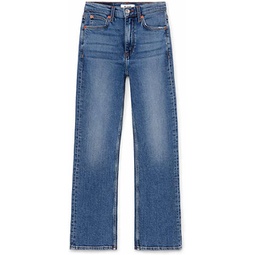 women mid 70s crop boot cut jeans in blue