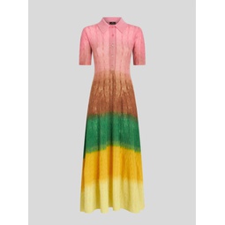 colour shaded wool jersey dress in multicolored