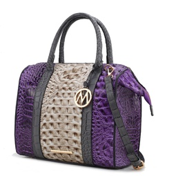 ember faux crocodile-embossed vegan leather women's large satchel handbag