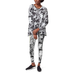 noemi womens active floral print thermal top