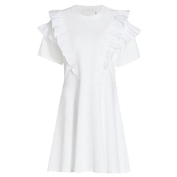 womens ruffle t-shirt dress in white