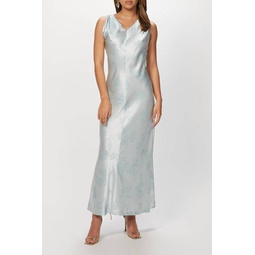 sleeveless toile slip dress in pale glacier combo