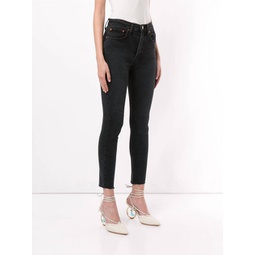 1893whrac high rise ankle crop jeans in black