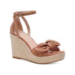 tianna womens knot-front ankle strap wedge sandals