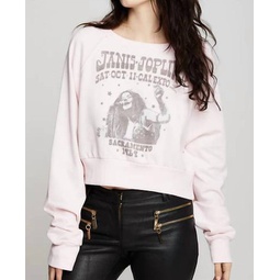 janis joplin 1969 tour cropped sweatshirt in petal pink