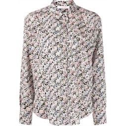 womens cotton button down shirt in pastel floral