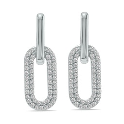 1/2 ctw lab grown diamond dangling drop earrings in 10k white gold f-g color, vs1- vs2 clarity
