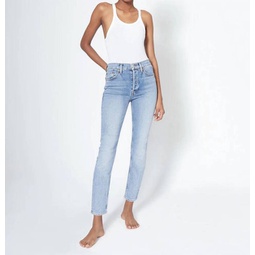 90s high rise ankle crop jean in mid 90s